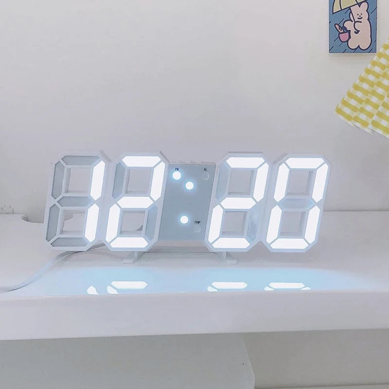 Relógio digital LED 3D Luminoso, função despertador,para casa e decoração