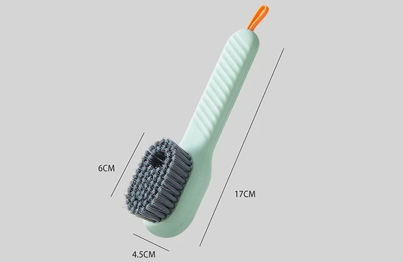 Escova multifuncional de limpeza, com compartimento líquido para limpezas de roupas, sapatos, utensílio doméstico.